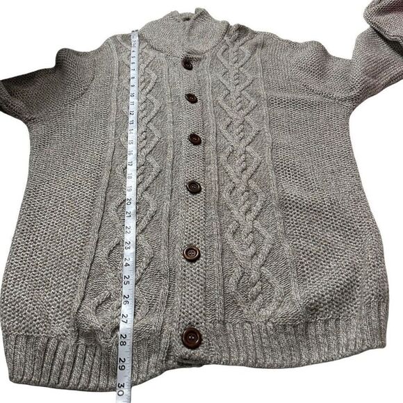 Asos Gray Fisherman Knit Button Front Cardigan Sweater Mens Medium Cozy Casual - Picture 7 of 10